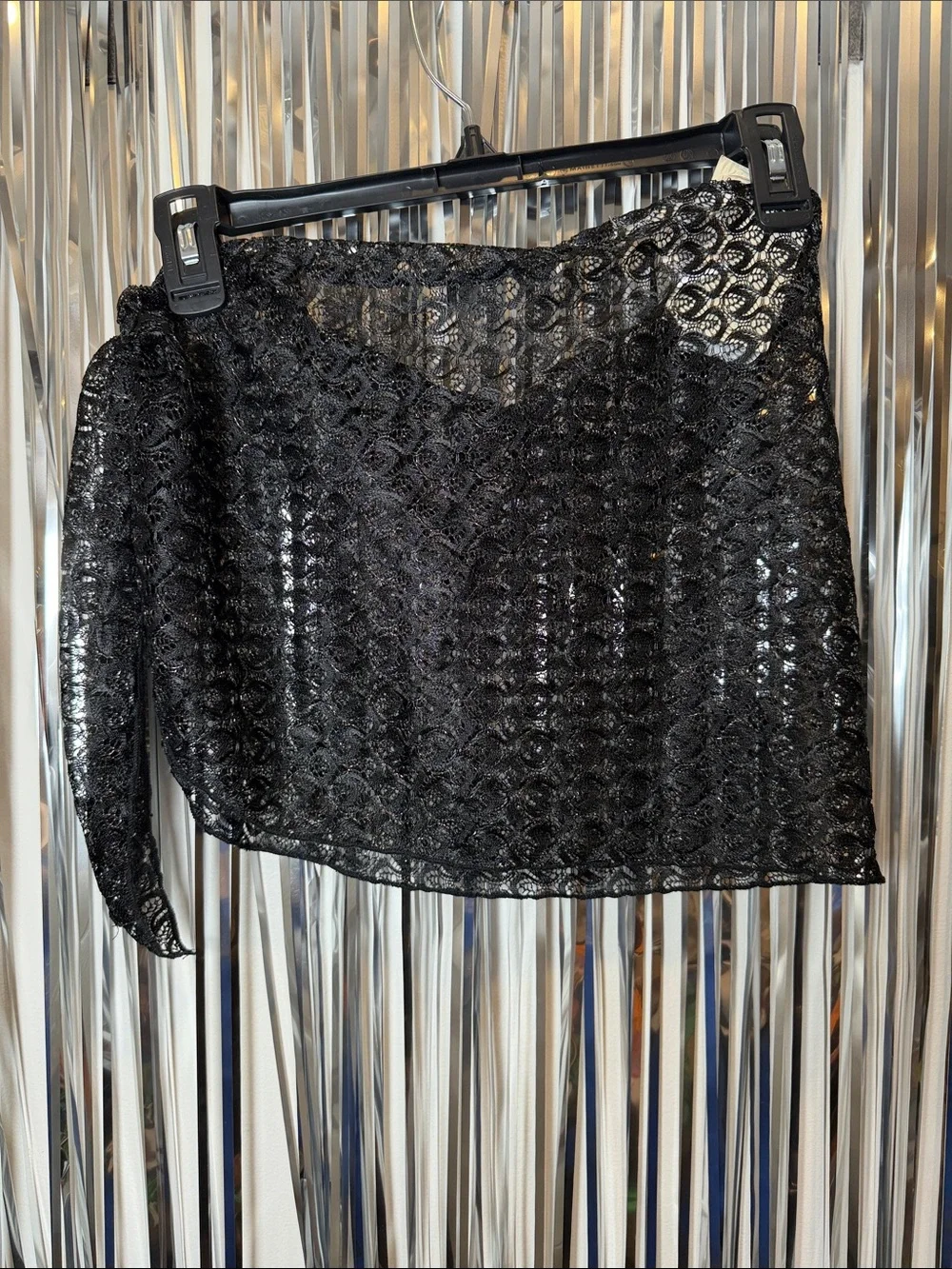 Sheer Black‎ Lace Tie-Side Swim Coverup NEW M